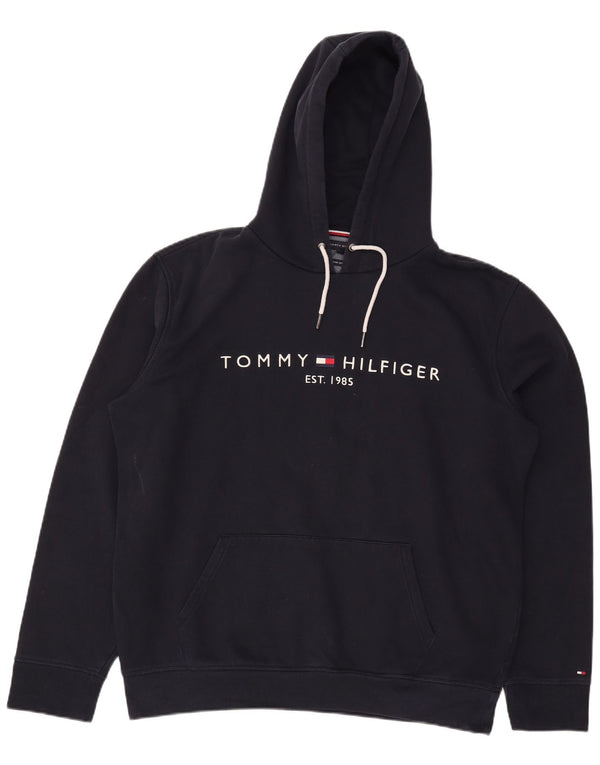 Tommy Hilfiger Mens Graphic Hoodie Jumper 2XL Navy Blue Cotton