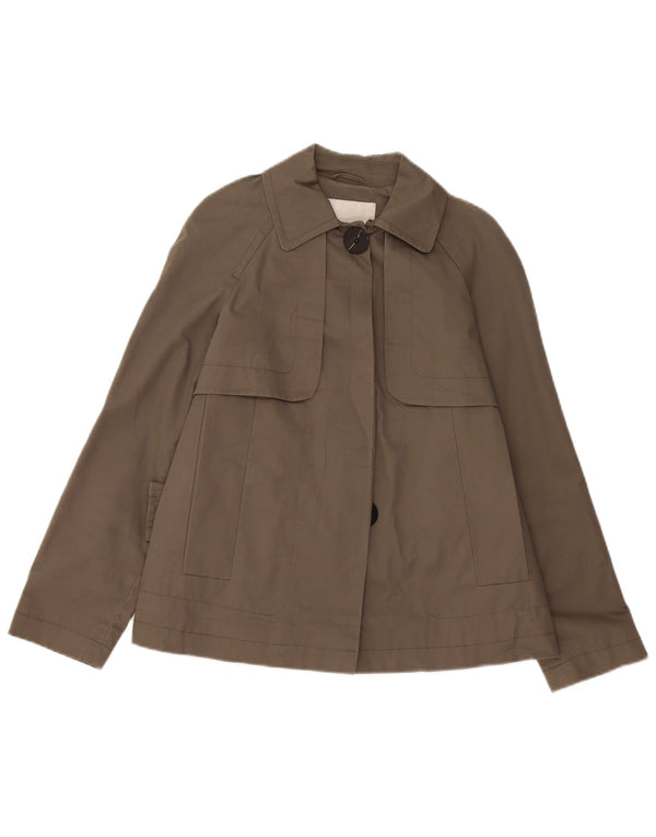 Zara Womens Short Trench Coat UK 6 XS Grey Cotton