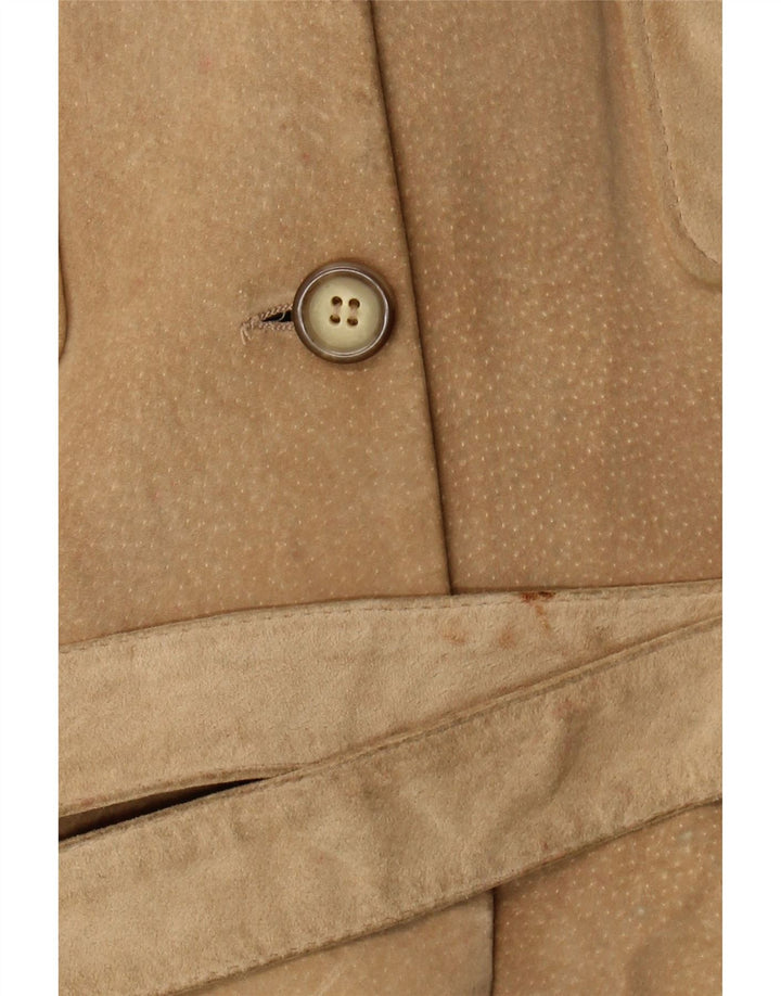 Vintage Womens Suede Jacket IT 48 XL Beige Leather