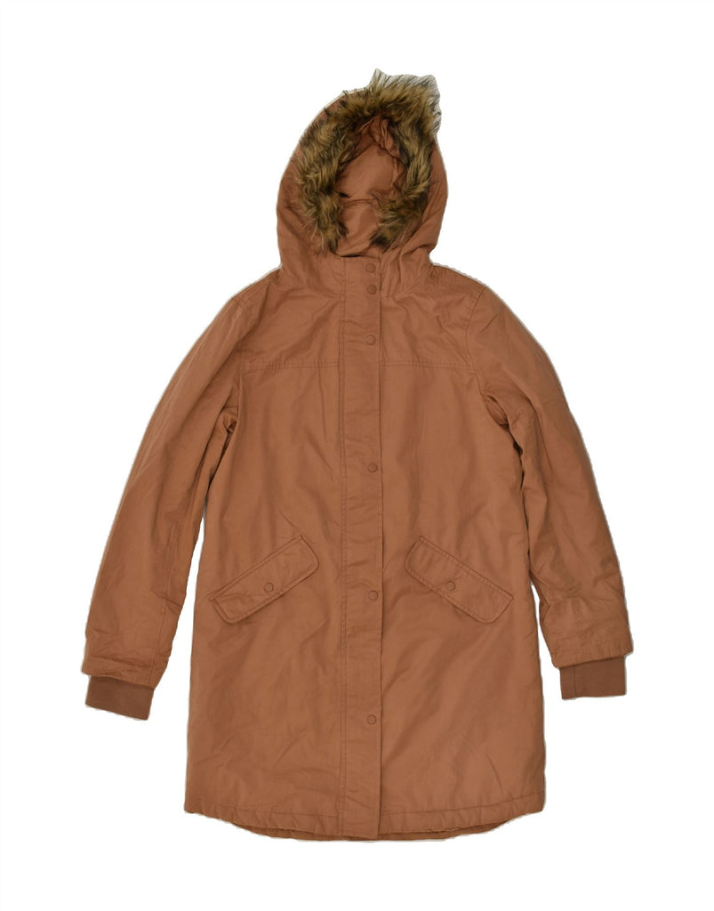 CREW CLOTHING Womens Hooded Parka Jacket UK 10 Small  Brown Polyester | Vintage Crew Clothing | Thrift | Second-Hand Crew Clothing | Used Clothing | Messina Hembry 