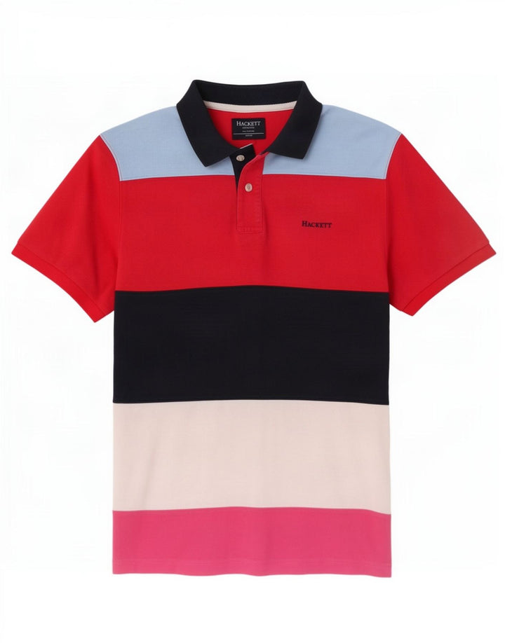 Hackett Mens Tailored Fit Rugby Polo Shirt Medium Multicoloured Colourblock
