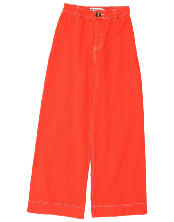 ZARA Womens High Waist Wide Leg Casual Trousers EU 32 2XS W22 L26 Orange