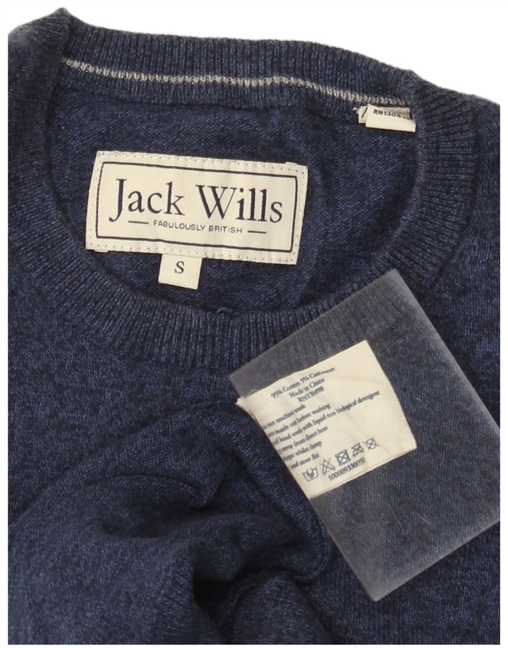 JACK WILLS Mens Crew Neck Jumper Sweater Small Navy Blue Cotton