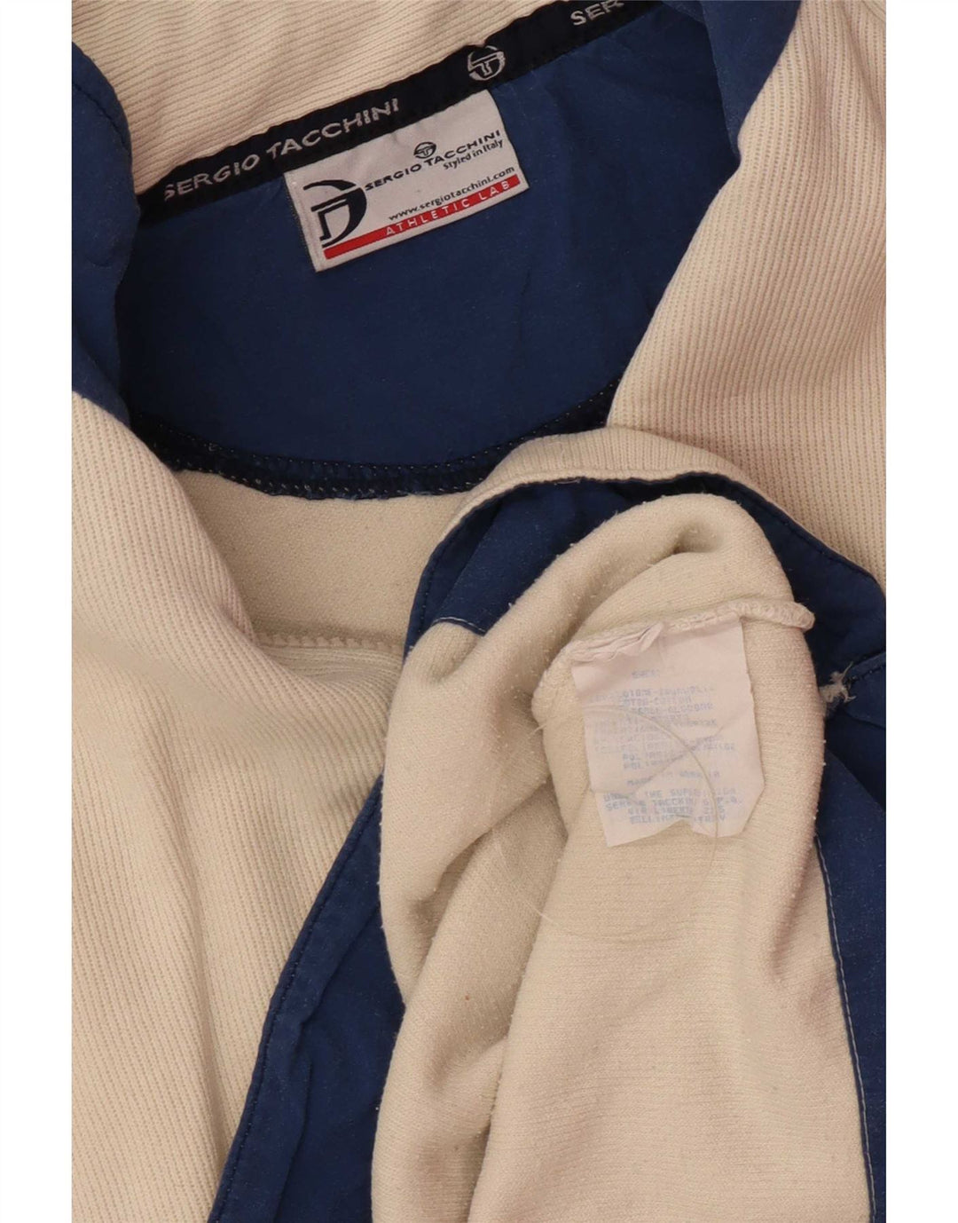 Sergio Tacchini Mens Zip Neck Top Long Sleeve Medium Beige Cotton