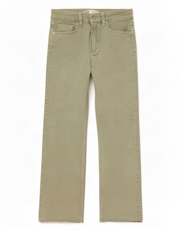 Zara Womens Crop Bootcut Jeans EU 42 Large W32 L25 Green Cotton