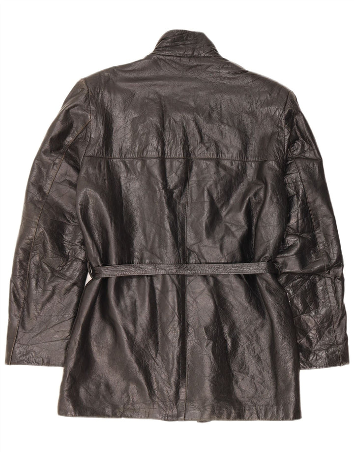 Vintage Womens Leather Jacket IT 48 XL Black