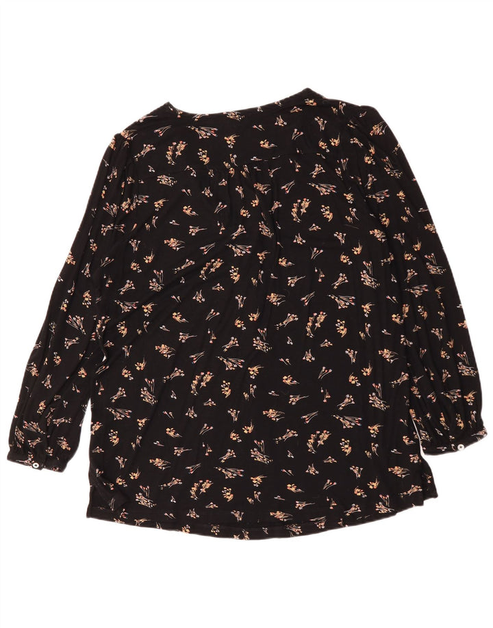 Fat Face Womens Long Sleeve Oversized Blouse Top UK 12 Medium Black Floral