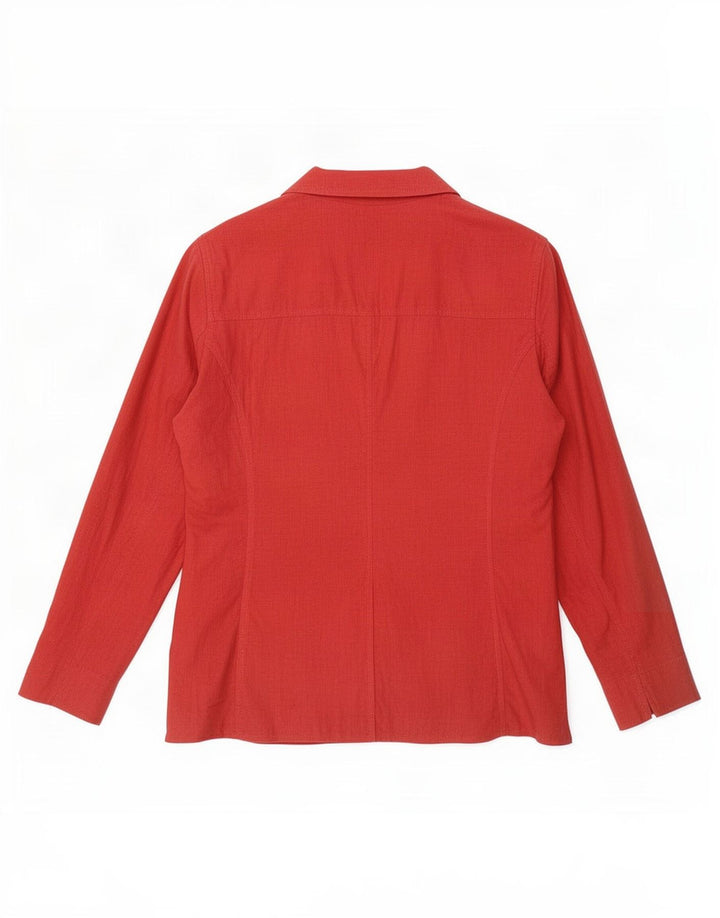Marks & Spencer Womens 3 Button Blazer Jacket UK 16 Large Red Linen