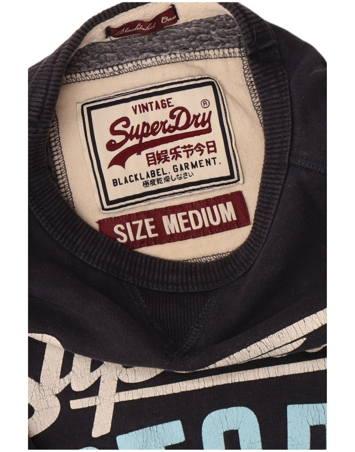 Superdry Mens Graphic Sweatshirt Jumper Medium Navy Blue Cotton