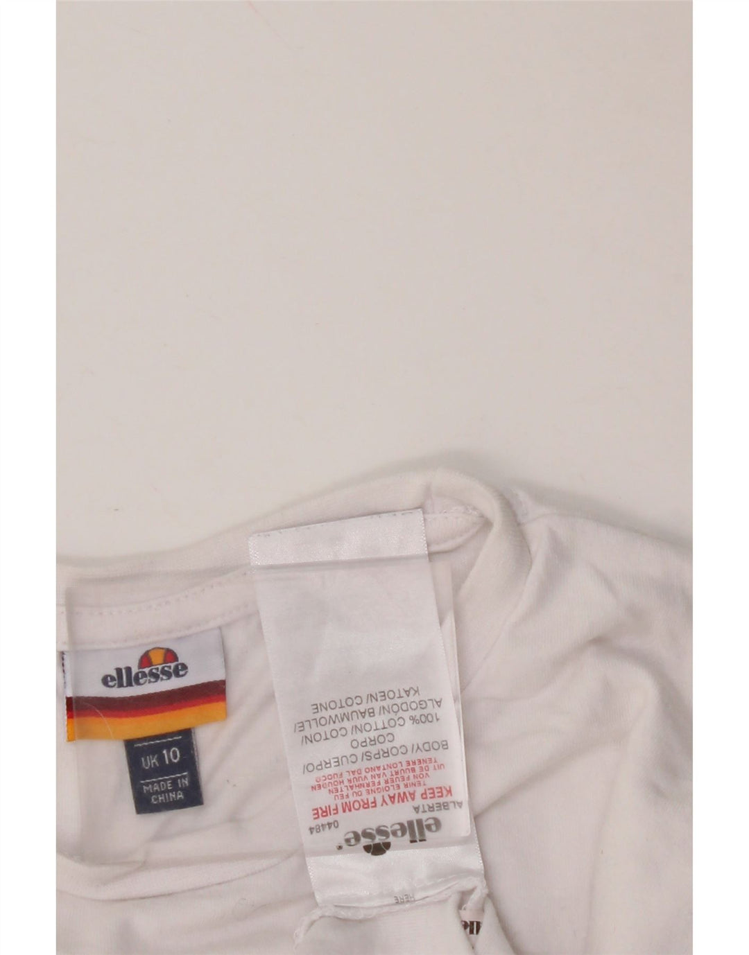 ELLESSE Womens Crop Graphic T-Shirt Top UK 10 Small White Cotton