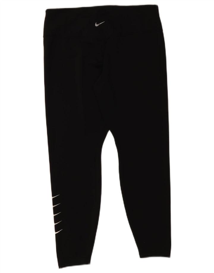 Nike Womens Dri Fit Graphic Crop Leggings UK 14 Large Black Polyester