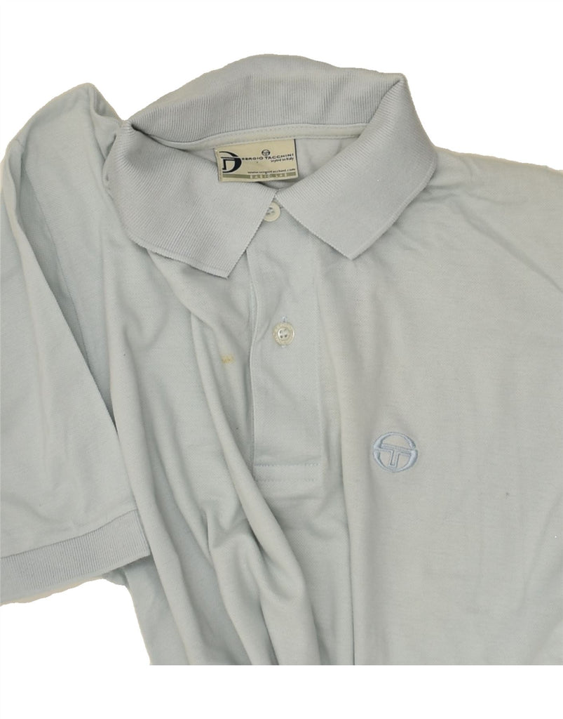 SERGIO TACCHINI Mens Polo Shirt IT 46 Small Blue Cotton | Vintage Sergio Tacchini | Thrift | Second-Hand Sergio Tacchini | Used Clothing | Messina Hembry 