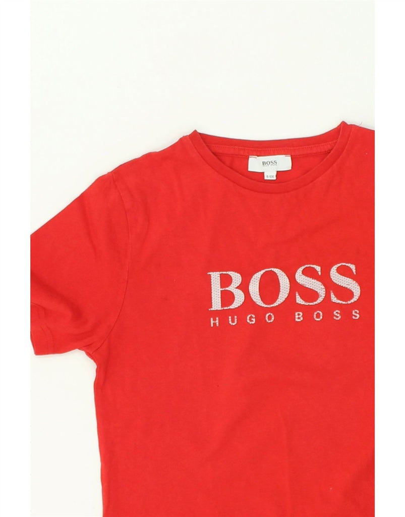 HUGO BOSS Boys Graphic T-Shirt Top 7-8 Years Small  Red Cotton | Vintage Hugo Boss | Thrift | Second-Hand Hugo Boss | Used Clothing | Messina Hembry 