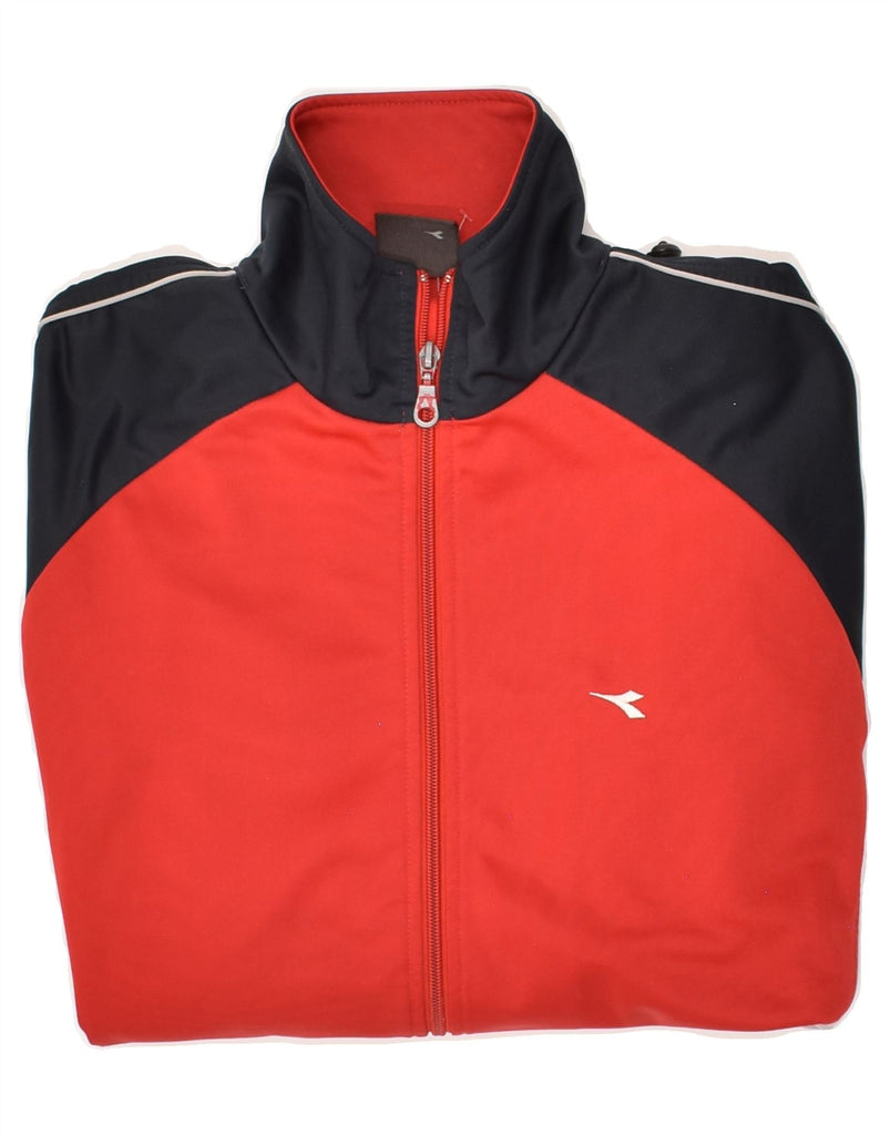 DIADORA Mens Tracksuit Top Jacket Large Red Colourblock Polyester | Vintage Diadora | Thrift | Second-Hand Diadora | Used Clothing | Messina Hembry 