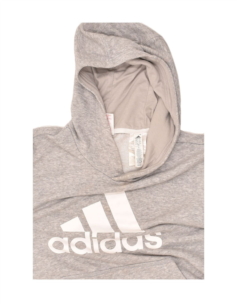 ADIDAS Boys Graphic Hoodie Jumper 13-14 Years Grey Cotton | Vintage Adidas | Thrift | Second-Hand Adidas | Used Clothing | Messina Hembry 