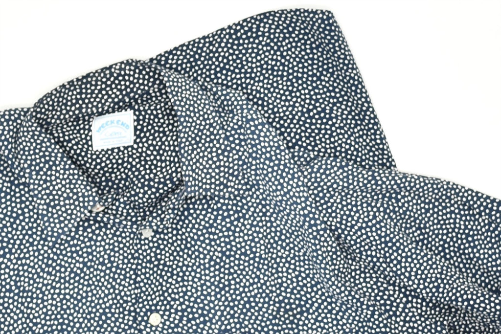 WEEKEND Mens Short Sleeve Shirt XL Navy Blue Spotted | Vintage | Thrift | Second-Hand | Used Clothing | Messina Hembry 