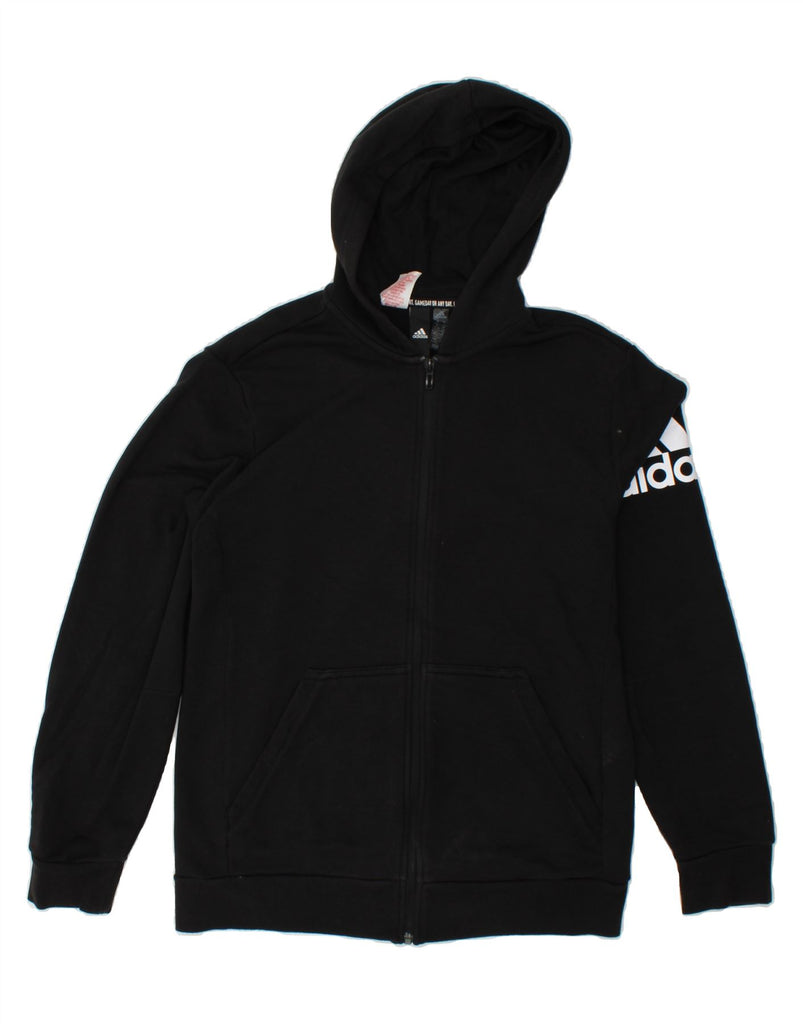 ADIDAS Boys Zip Hoodie Sweater 15-16 Years Black Cotton | Vintage Adidas | Thrift | Second-Hand Adidas | Used Clothing | Messina Hembry 