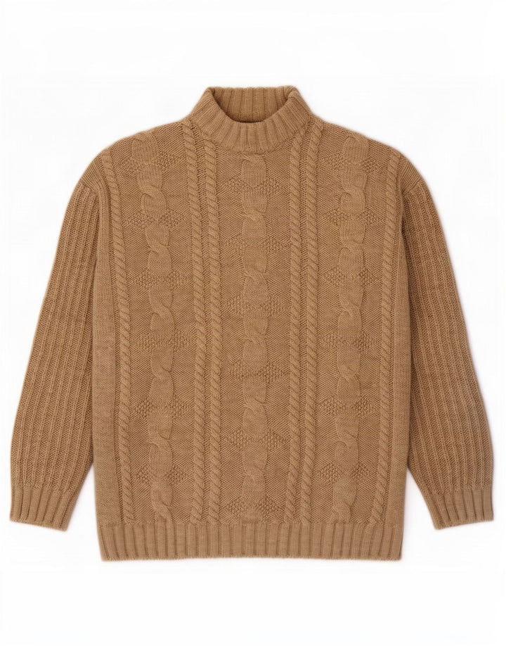 Ciao Mens Turtle Neck Jumper Sweater Large Brown Acrylic