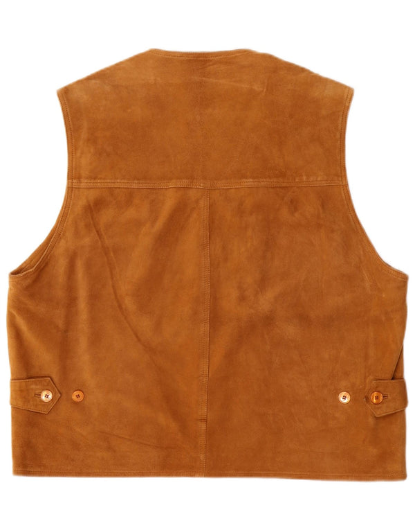 Podleyski Mens Suede Gilet IT 56 3XL Brown Leather