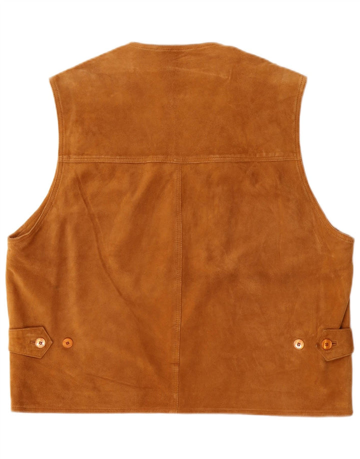 Podleyski Mens Suede Gilet IT 56 3XL Brown Leather