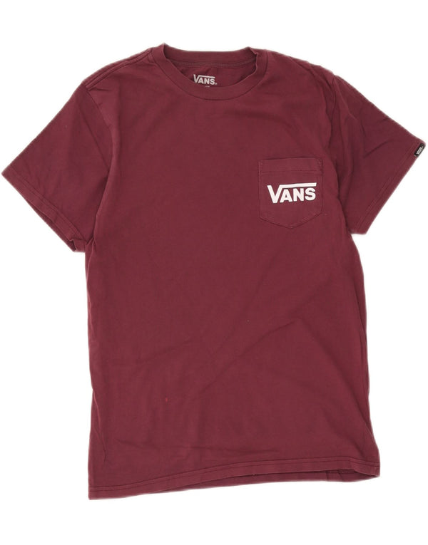 Vans Mens Slim Fit Graphic T-Shirt Top Small Burgundy Cotton