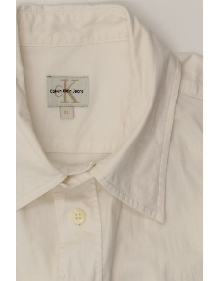 CALVIN KLEIN JEANS Mens Shirt XL White Cotton Vintage Calvin Klein Jeans and Second-Hand Calvin Klein Jeans from Messina Hembry 