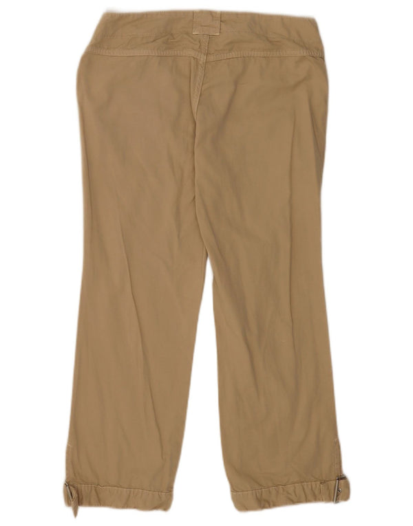 Benetton Womens Low Waist Cropped Trousers IT 40 Small W30 L24 Beige Cotton