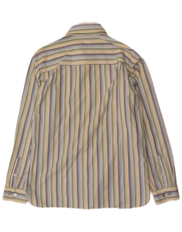 Fred Perry Mens Shirt Large Yellow Pinstripe Cotton