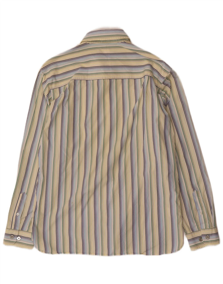 Fred Perry Mens Shirt Large Yellow Pinstripe Cotton