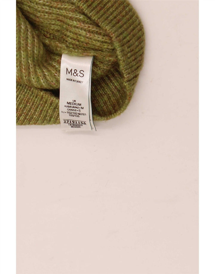 Marks & Spencer Womens Zip Neck Vest Tank Top UK 14 Medium Khaki Flecked
