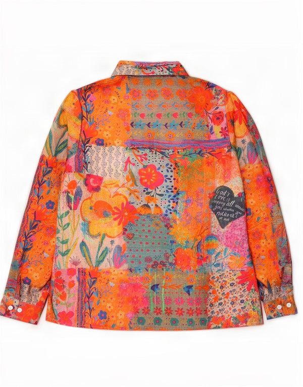 Vintage Womens Graphic Shirt Blouse UK 10 Small Multicoloured Floral