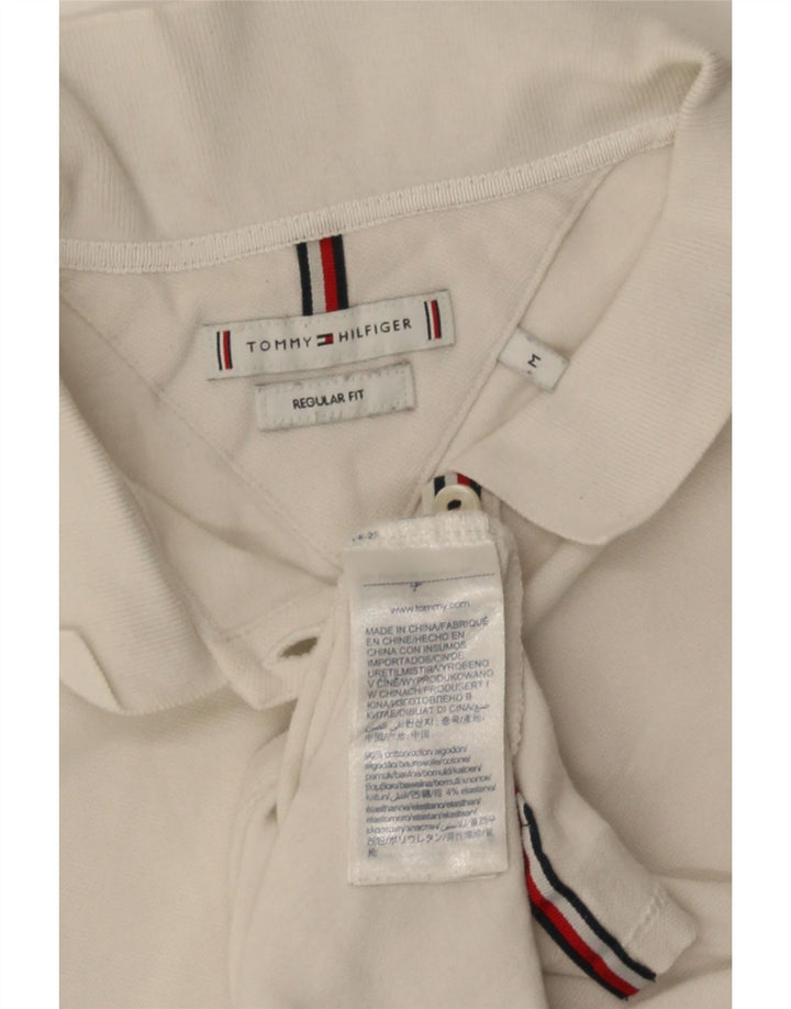 Tommy Hilfiger Womens Regular Fit Polo Shirt UK 14 Medium White Cotton