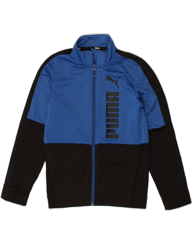 PUMA Boys Graphic Tracksuit Top Jacket 7-8 Years Blue Colourblock | Vintage Puma | Thrift | Second-Hand Puma | Used Clothing | Messina Hembry 