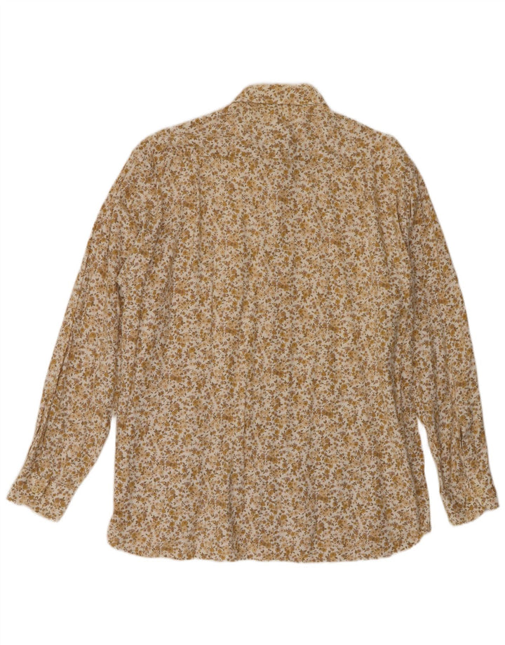 Vintage Mens Weekend Shirt Large Beige Floral Viscose