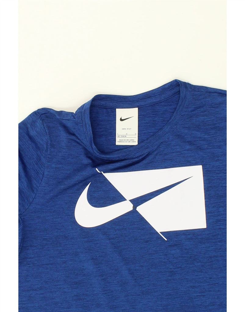 NIKE Boys Dri Fit Graphic T-Shirt Top 12-13 Years Large Blue Flecked | Vintage Nike | Thrift | Second-Hand Nike | Used Clothing | Messina Hembry 