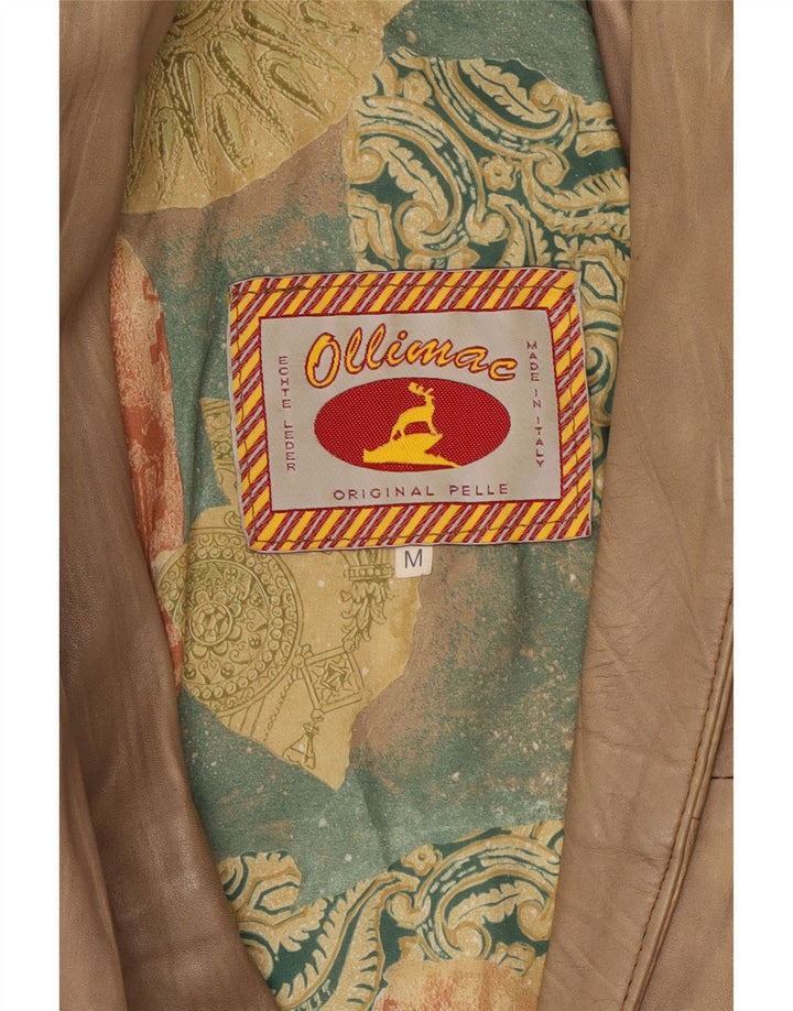 Vintage Womens Leather Jacket UK 14 Medium Beige Leather