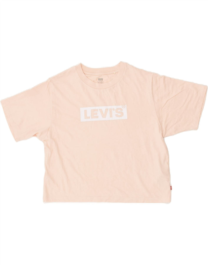 LEVI'S Womens Crop Graphic T-Shirt Top UK 14 Medium Pink Cotton | Vintage Levi's | Thrift | Second-Hand Levi's | Used Clothing | Messina Hembry 