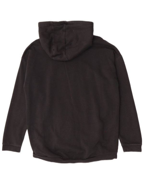 Adidas Womens Graphic Oversized Hoodie Jumper UK 12/14 Medium Black Cotton