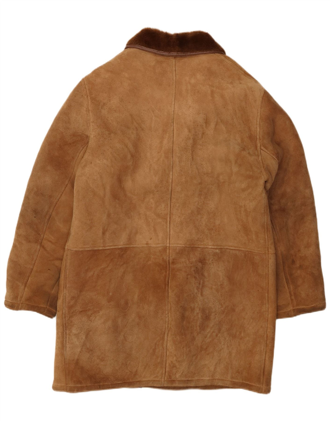 VINTAGE Mens Double Breasted Shearling Jacket UK 36 Small Brown Shearling