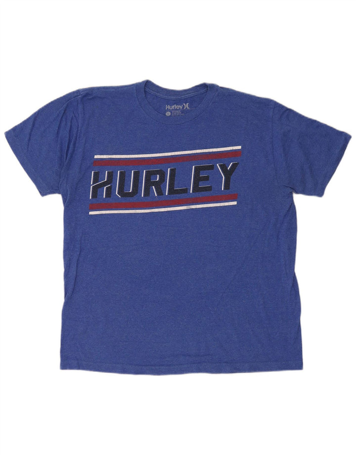 Hurley Mens Premium Fit Graphic T-Shirt Top Large Blue Polyester