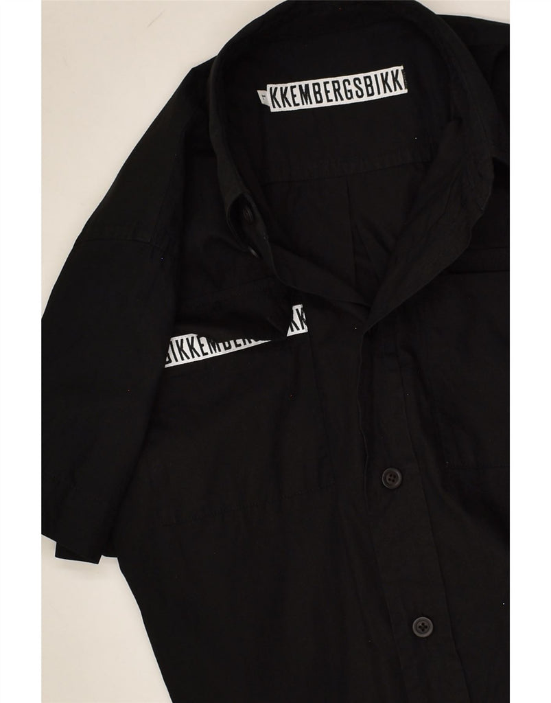 BIKKEMBERGS Mens Graphic Short Sleeve Shirt Large Black Cotton | Vintage Bikkembergs | Thrift | Second-Hand Bikkembergs | Used Clothing | Messina Hembry 