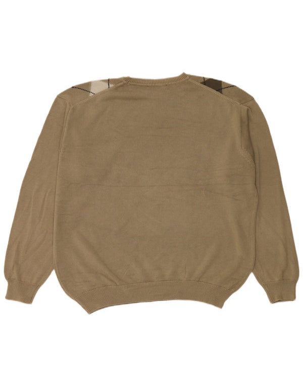 Burlington Mens Crew Neck Jumper Sweater EU 54 XL Green Argyle/Diamond