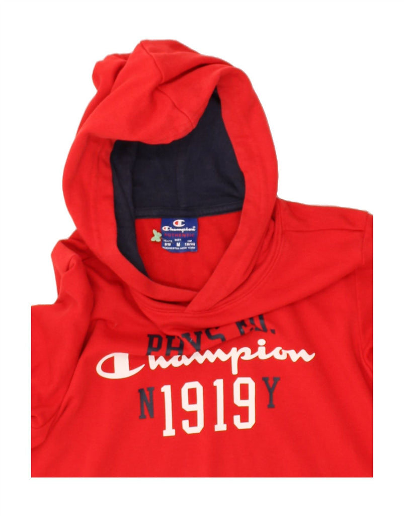 CHAMPION Boys Graphic Hoodie Jumper 9-10 Years Medium Red | Vintage Champion | Thrift | Second-Hand Champion | Used Clothing | Messina Hembry 