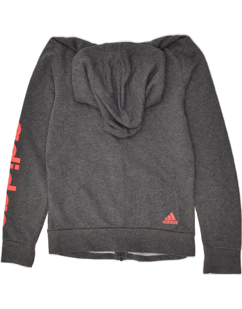 ADIDAS Womens Graphic Zip Hoodie Sweater UK 12 Medium Grey | Vintage Adidas | Thrift | Second-Hand Adidas | Used Clothing | Messina Hembry 