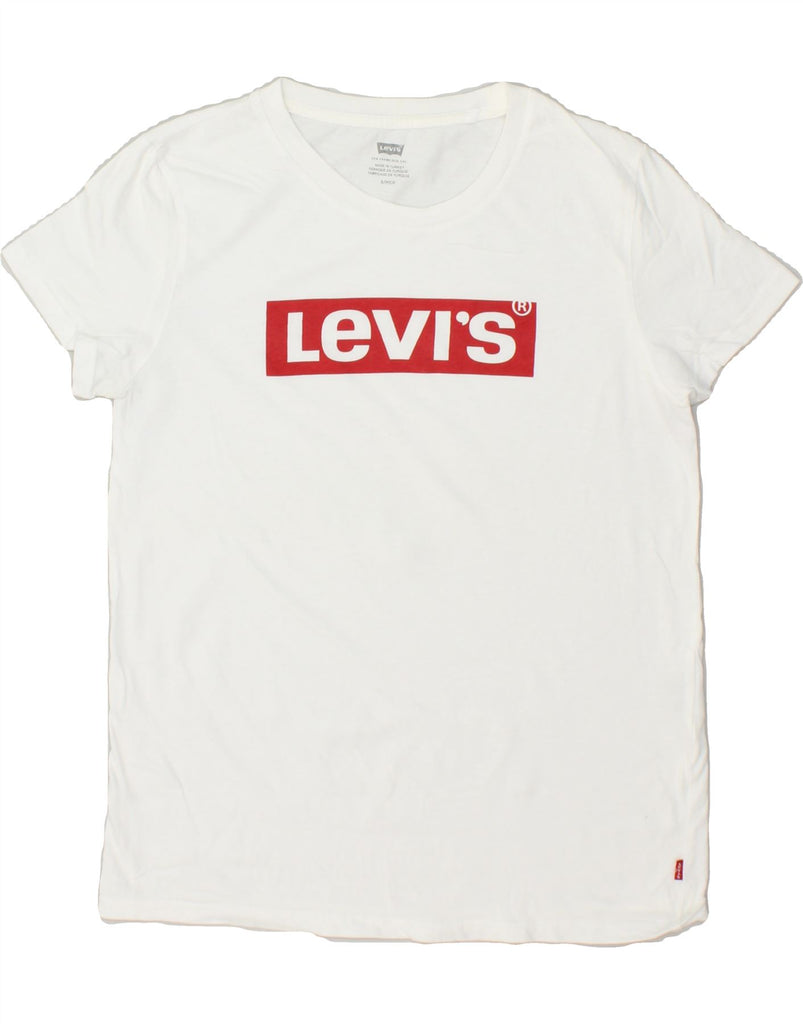 LEVI'S Womens Graphic T-Shirt Top UK 10 Small White Cotton | Vintage Levi's | Thrift | Second-Hand Levi's | Used Clothing | Messina Hembry 