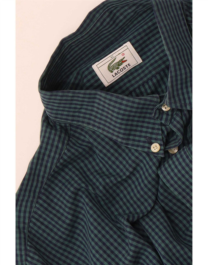 Lacoste Mens Shirt Size 41 Large Green Gingham