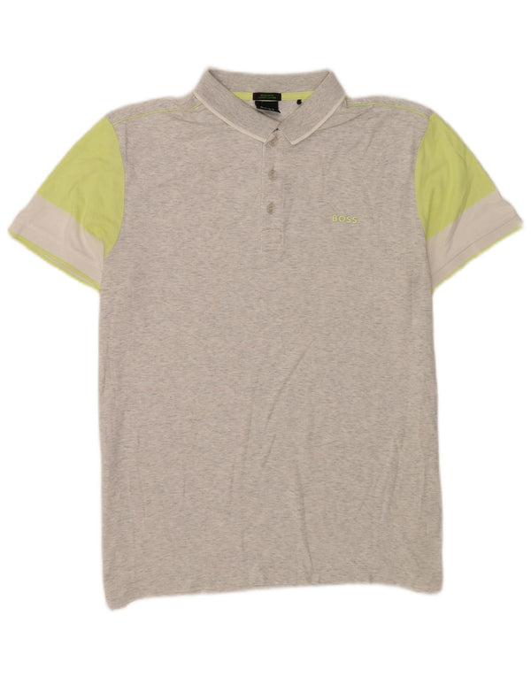Hugo Boss Mens Regular Fit Polo Shirt Large Grey Colourblock Cotton