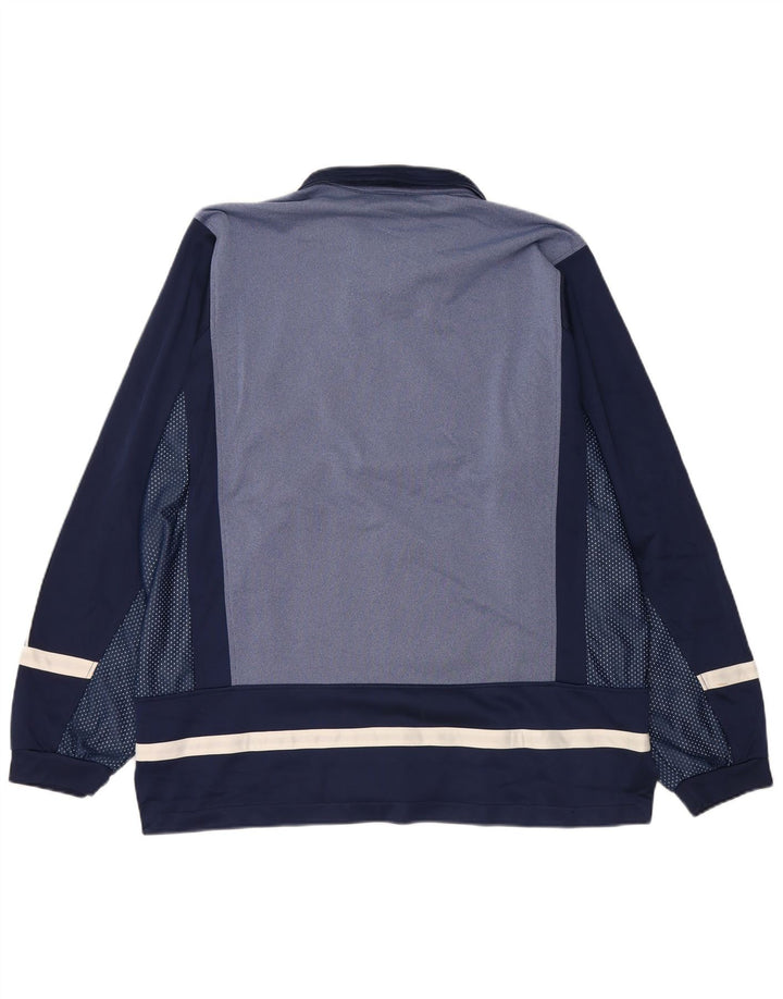 ASICS Mens Graphic Tracksuit Top Jacket Large Navy Blue Colourblock