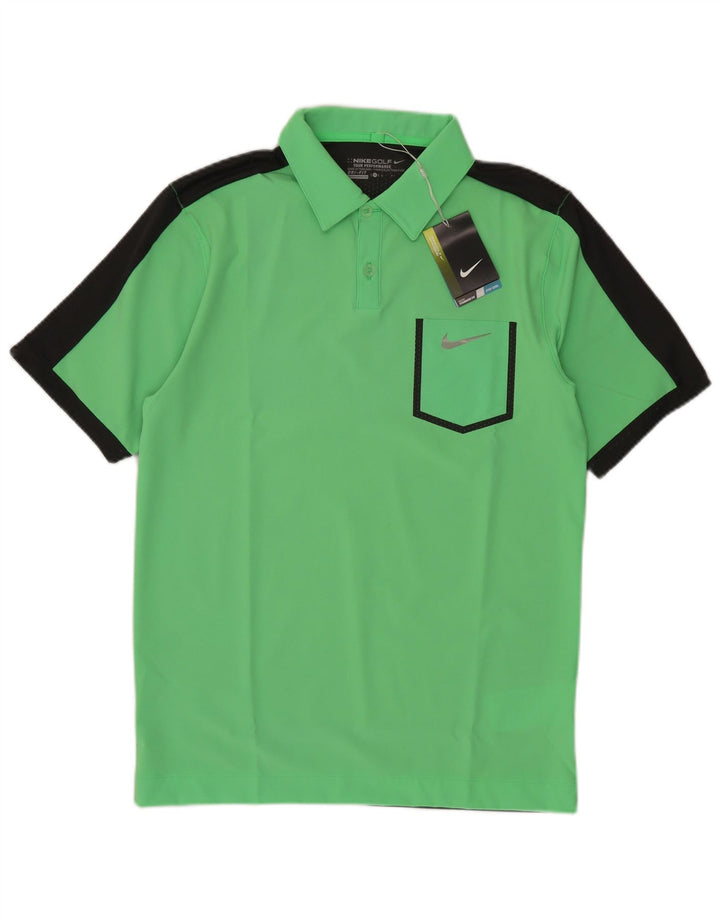 Nike Mens Dri Fit Polo Shirt Small Green Colourblock Polyester