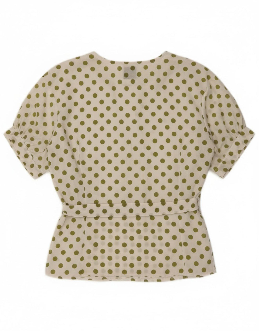 Benetton Womens Short Sleeve Shirt Blouse IT 44 Medium White Polka Dot